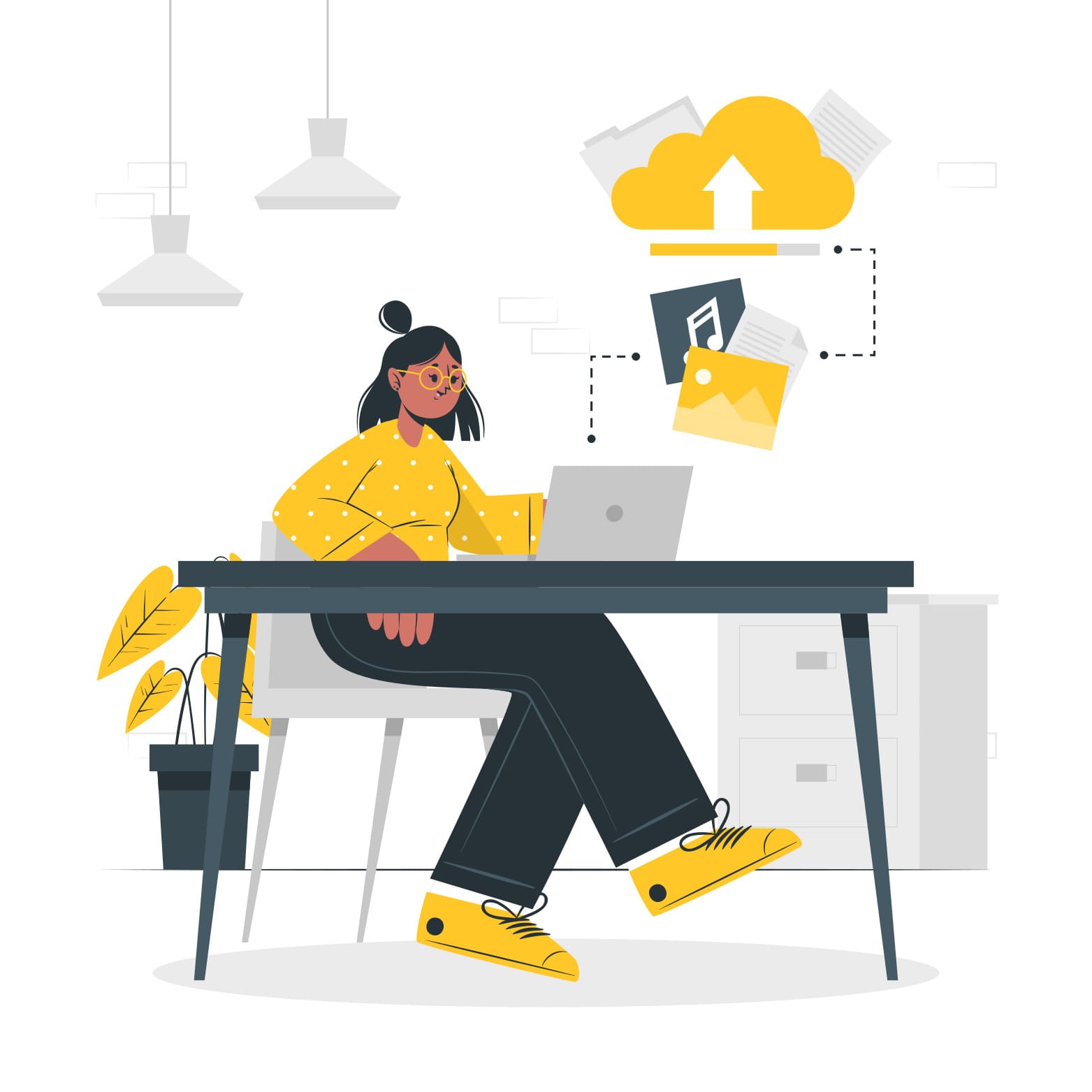 Illustration of people working together with puzzle pieces and a light bulb representing ideas and solutions