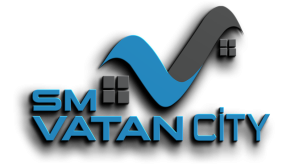 Logo of SM Vatan City with blue and black text