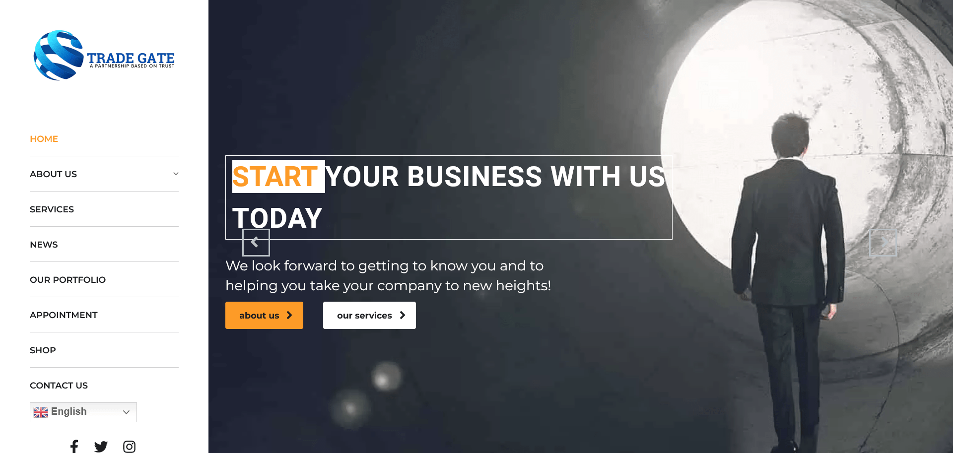 Thetradegate website screenshot