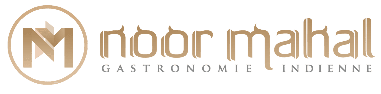 Logo of Noor Mahal with golden text